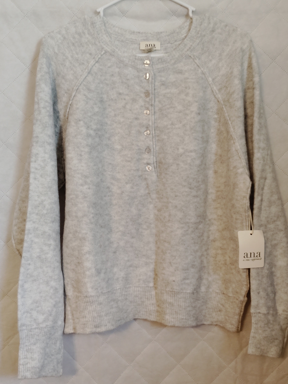a.n.a Light Gray Henley Sweater Top